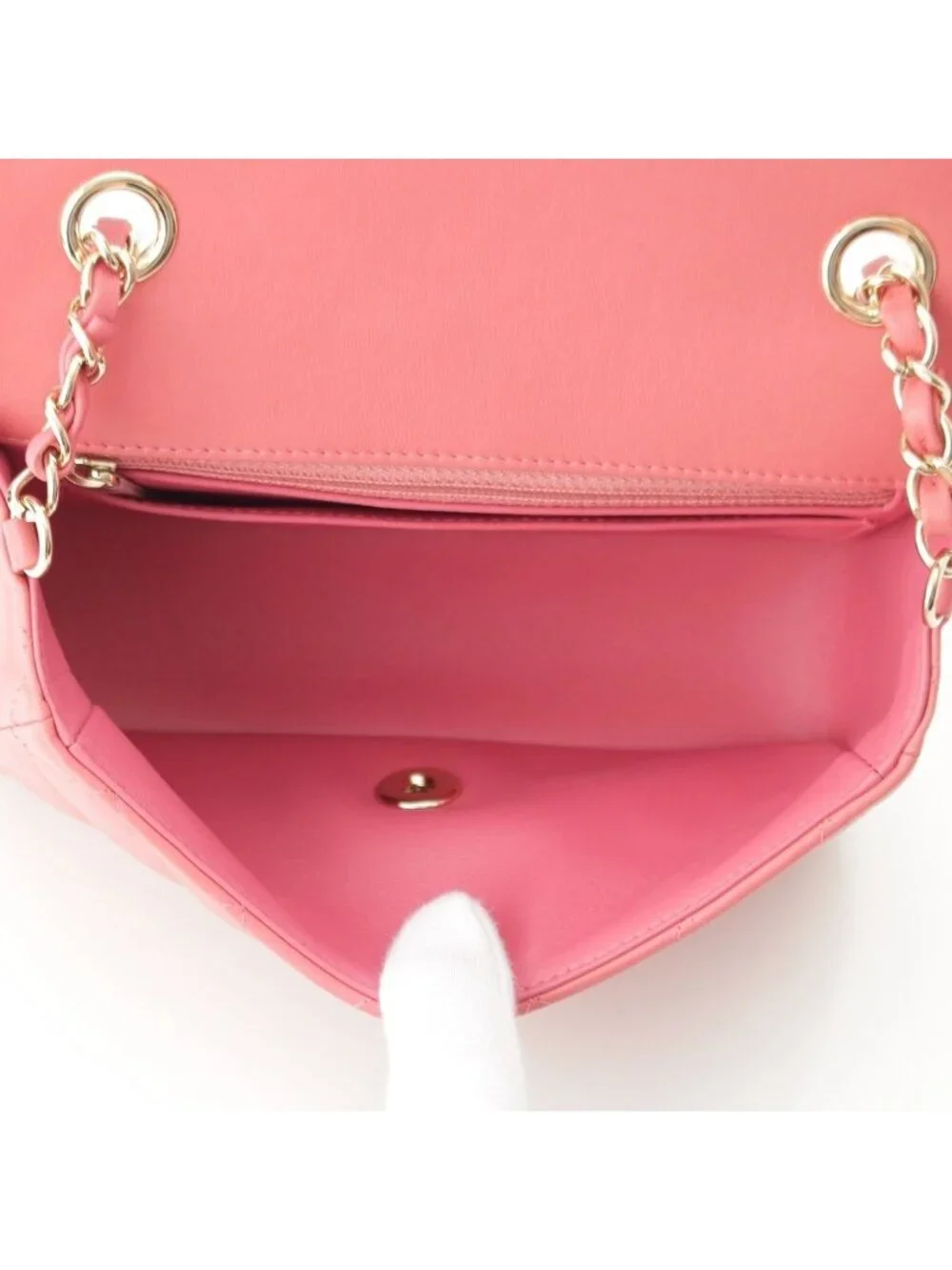 Chanel Mini Quilted 20 Lambskin Charm Chain Shoulder Bag Pink